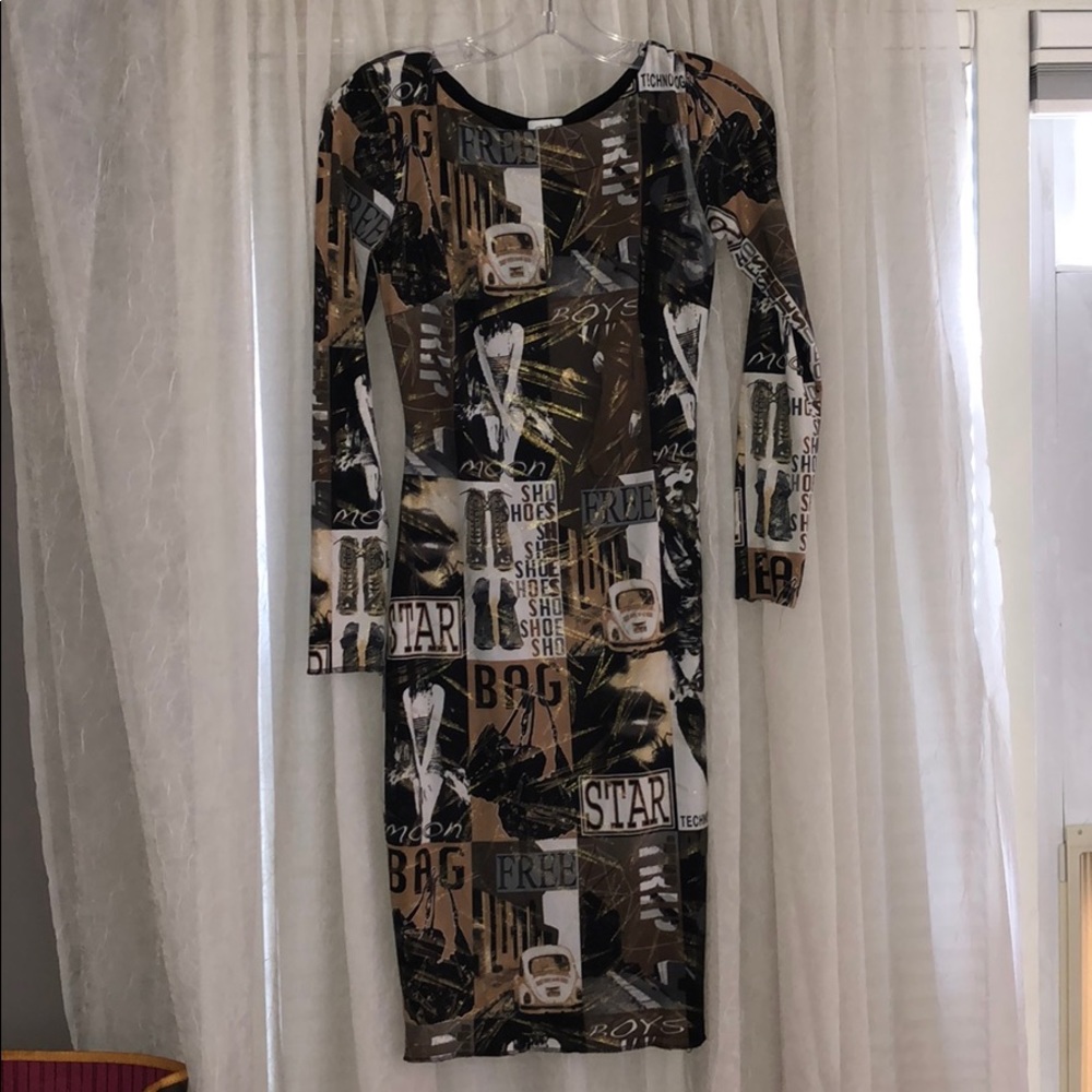 Mid length multi pattern dress